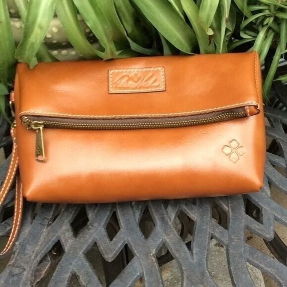 PATRICIA NASH Womens CLUTCH WRISTLET Color- Saddle Brown Size-@9 1/2” x 9 1/4”